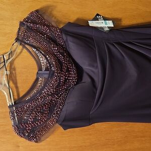 R&M Richards Deep Purple Beaded Gown